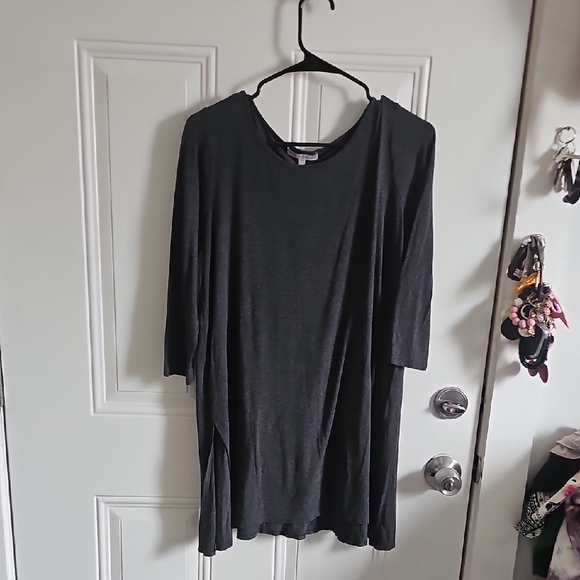 Joan Vass Tops - Joan Vass Dark Charcoal Scoop-Neck Tunic